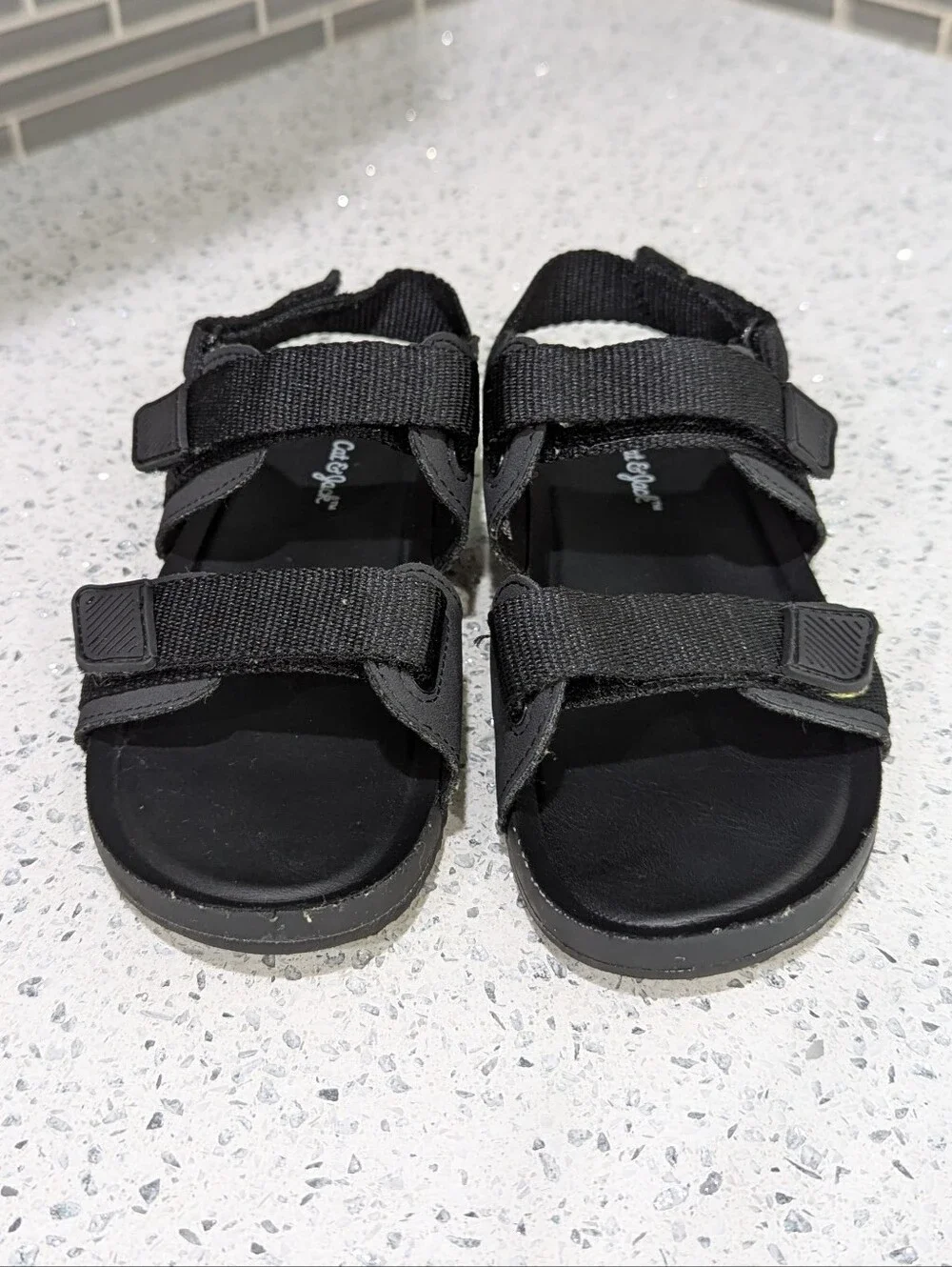 Cat & Jack Kids Black Casual Adjustable Velcro Sandal Toddler Little Boy Size 12